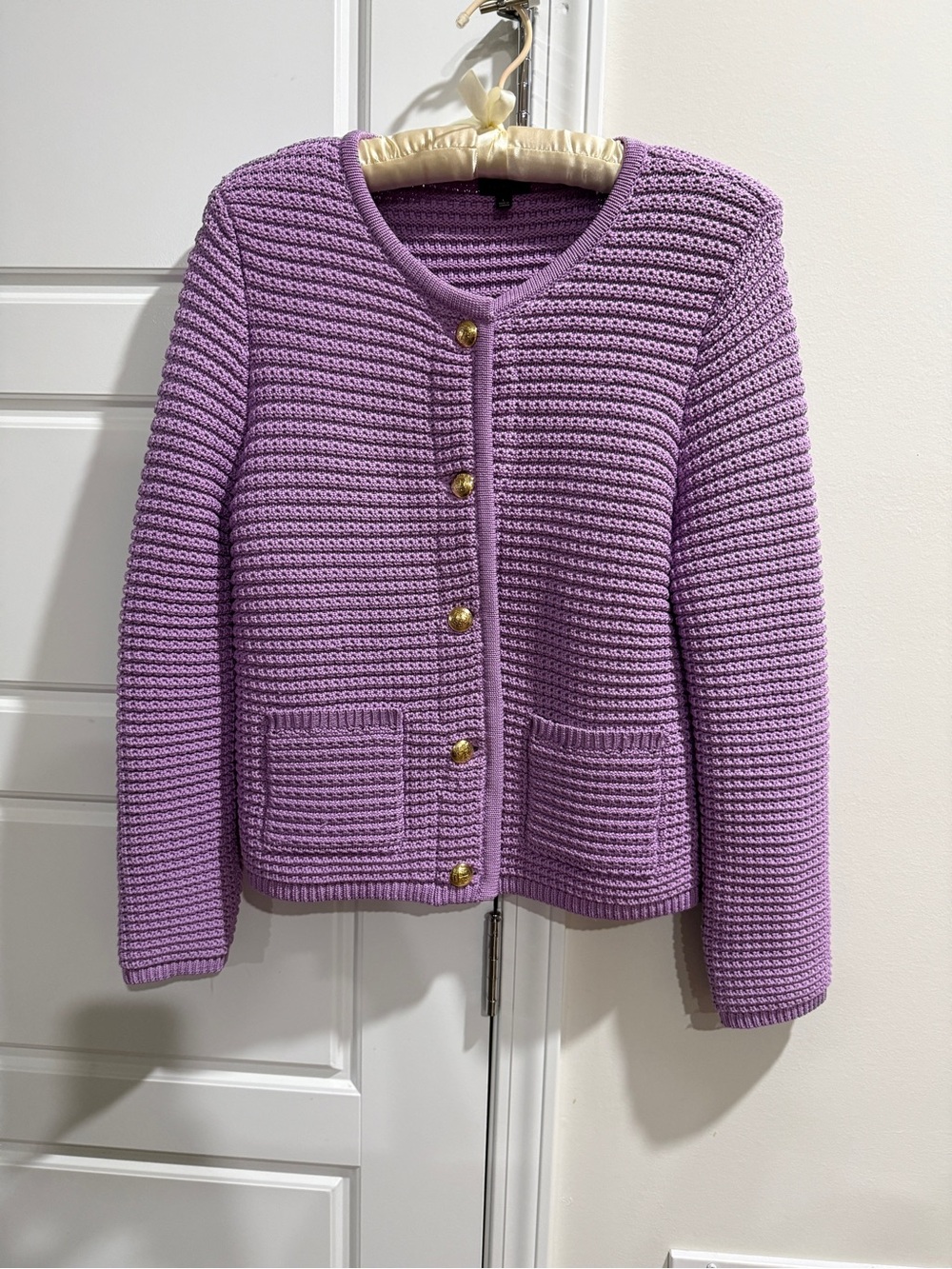 Talbots Purple Crochet Cardigan L Grandmillenial Career